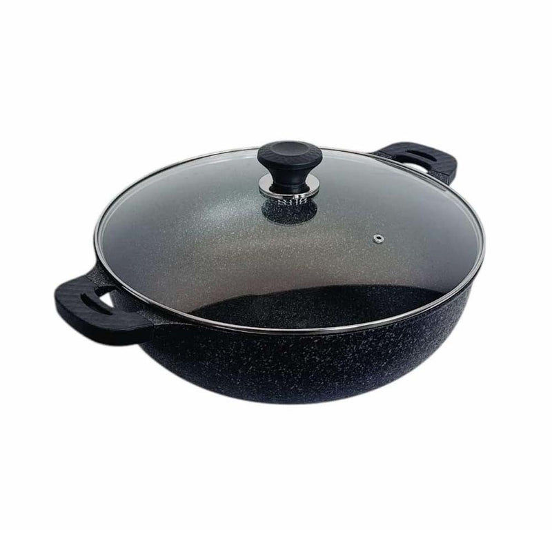16" Marble Jumbo Wok Non-Stick Cooking Frying Pan Pot 5 Layer Marble Wok