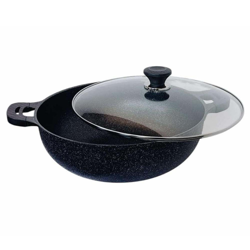 16" Marble Jumbo Wok Non-Stick Cooking Frying Pan Pot 5 Layer Marble Wok