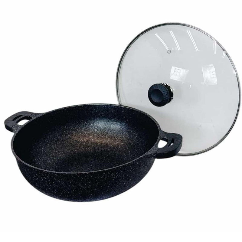 16" Marble Jumbo Wok Non-Stick Cooking Frying Pan Pot 5 Layer Marble Wok
