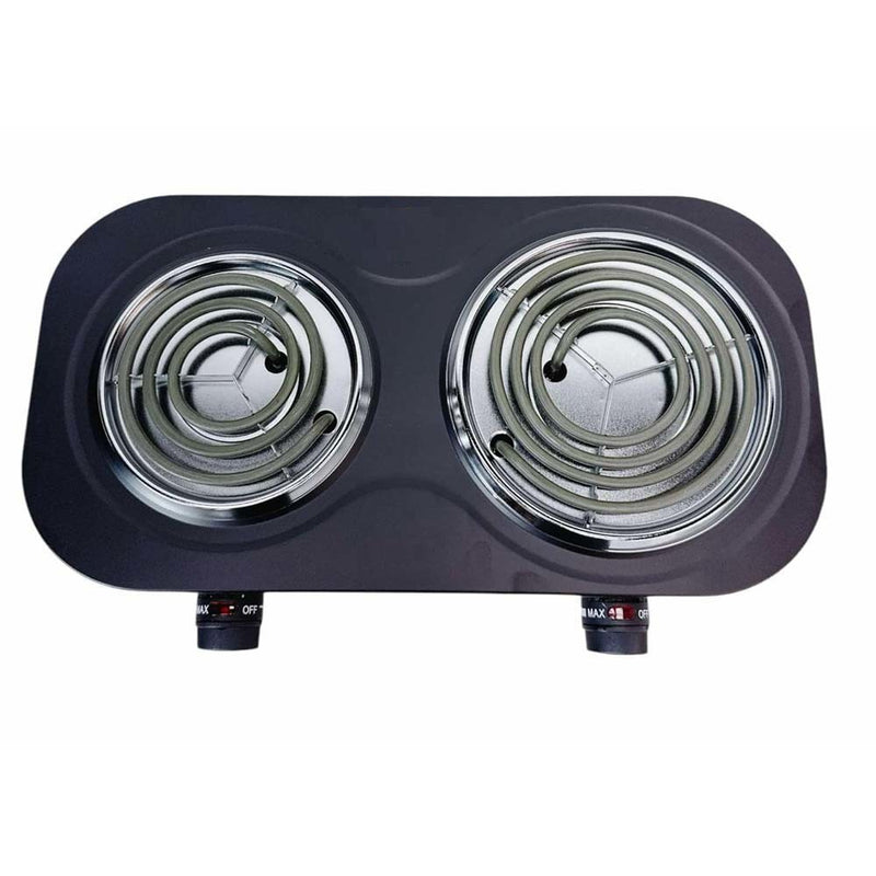 Black 18" x 9-1/2" Portable Double Electric Burner Stove Cooktop Cooking Stove