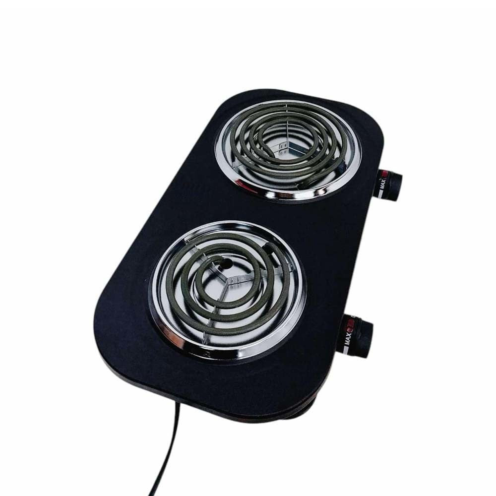 Black 18" x 9-1/2" Portable Double Electric Burner Stove Cooktop Cooking Stove