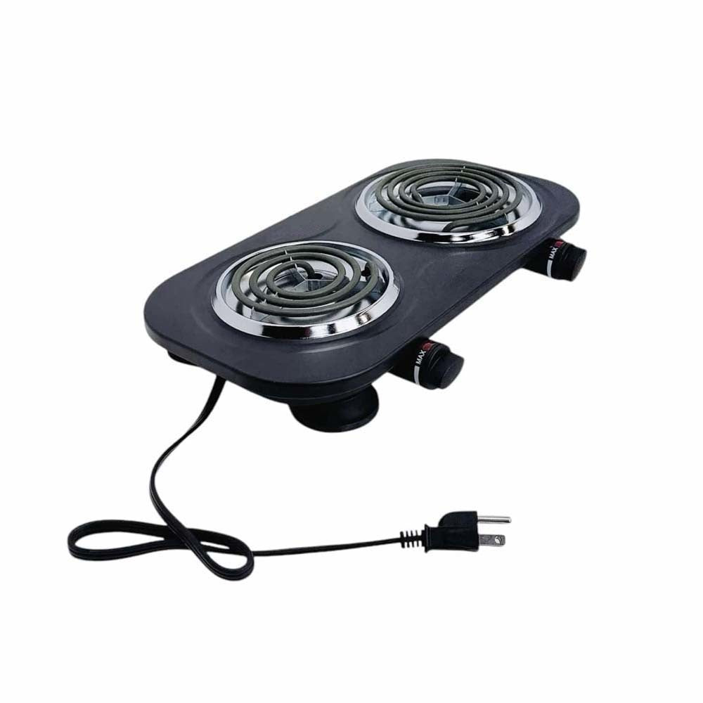 Black 18" x 9-1/2" Portable Double Electric Burner Stove Cooktop Cooking Stove