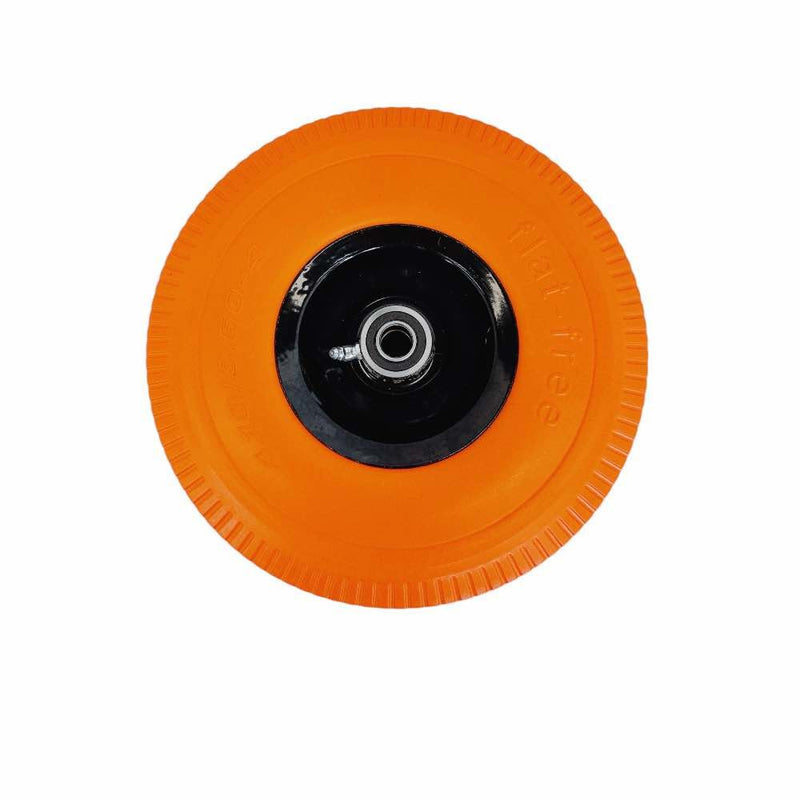 Orange 10" Heavy Duty Solid Rubber Flat Free Tubeless Hand Truck Utility Tire