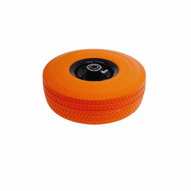 Orange 10" Heavy Duty Solid Rubber Flat Free Tubeless Hand Truck Utility Tire