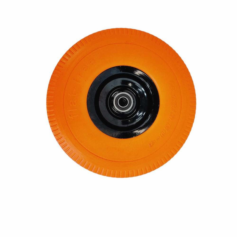 Orange 10" Heavy Duty Solid Rubber Flat Free Tubeless Hand Truck Utility Tire