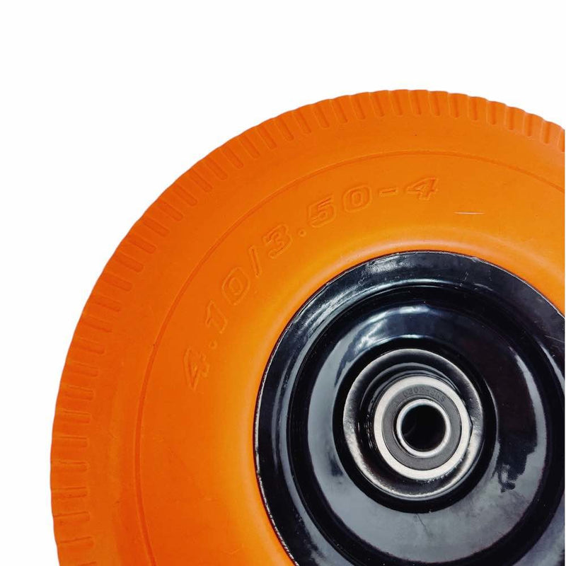 Orange 10" Heavy Duty Solid Rubber Flat Free Tubeless Hand Truck Utility Tire