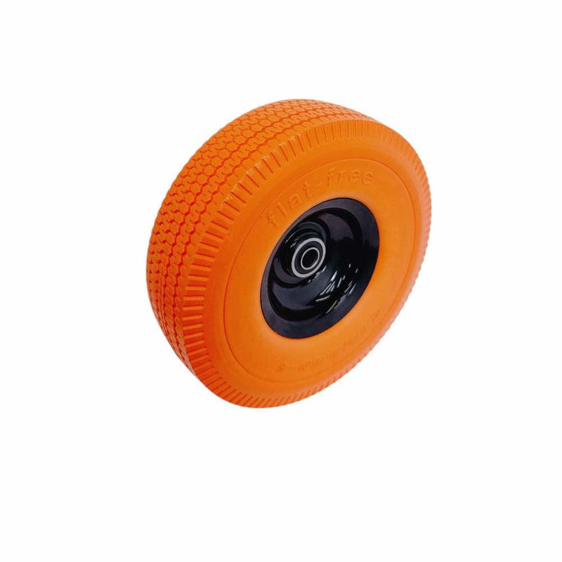 Orange 10" Heavy Duty Solid Rubber Flat Free Tubeless Hand Truck Utility Tire