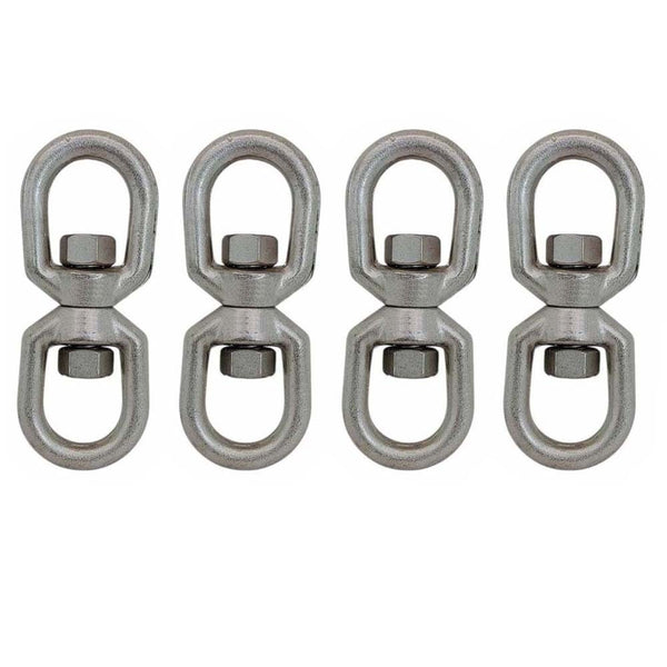 4 Pcs 316 Stainless Steel Drop Forged Mil-Spec 3/8" Eye Eye Swivel 2,600 Lb WLL