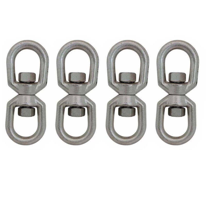 4 Pcs 316 Stainless Steel Drop Forged Mil-Spec 3/8" Eye Eye Swivel 2,600 Lb WLL