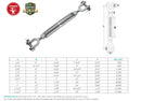 Stainless Steel T316 Mil Spec Jaw Jaw Turnbuckle