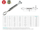 Stainless Steel T316 Mil-Spec Jaw Eye Turnbuckle