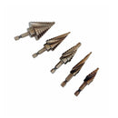 5 Pc Cobalt Spiral Flute Step Drill Bit Set Straight Shank HSS Titanium Coating