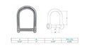 Stainless Steel T316 Screw Pin Wide D Shackle No Snag Pin