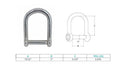 Stainless Steel T316 15/32" Screw Pin Wide D Shackle No Snag Pin 2,850 Lbs WLL