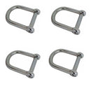 4Pc Stainless Steel T316 15/32" Screw Pin Wide D Shackle No Snag Pin 2850 Lb WLL