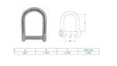 Stainless Steel T316 3/8" Screw Pin Wide D Shackle No Snag Pin 1,700 Lbs WLL