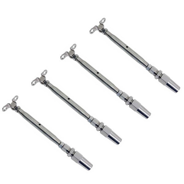 4Pc Marine Stainless Steel T316 3/16" Cable Deck Toggle and Swageless Turnbuckle
