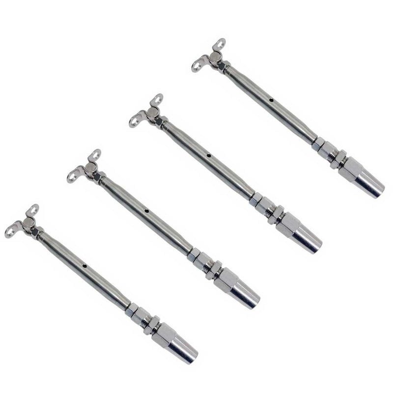 4Pc Marine Stainless Steel T316 3/16" Cable Deck Toggle and Swageless Turnbuckle