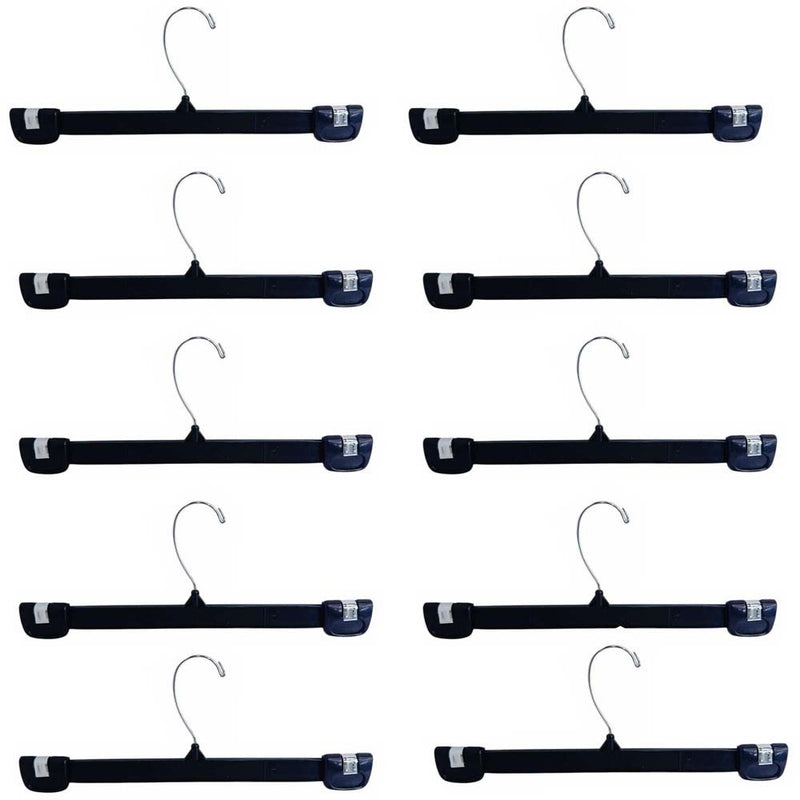 10 Pc 12" Plastic Pants Hanger Clothes Hangers Clothing Pants Hangers - BLACK