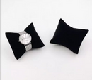 Black velvet jewelry display pillow for watches, bracelets, and bangles