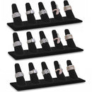 Black velvet five finger ring display stand with jewelry rings showcased