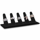 Velvet 5 slot ring display holder for jewelry showcase or retail counter