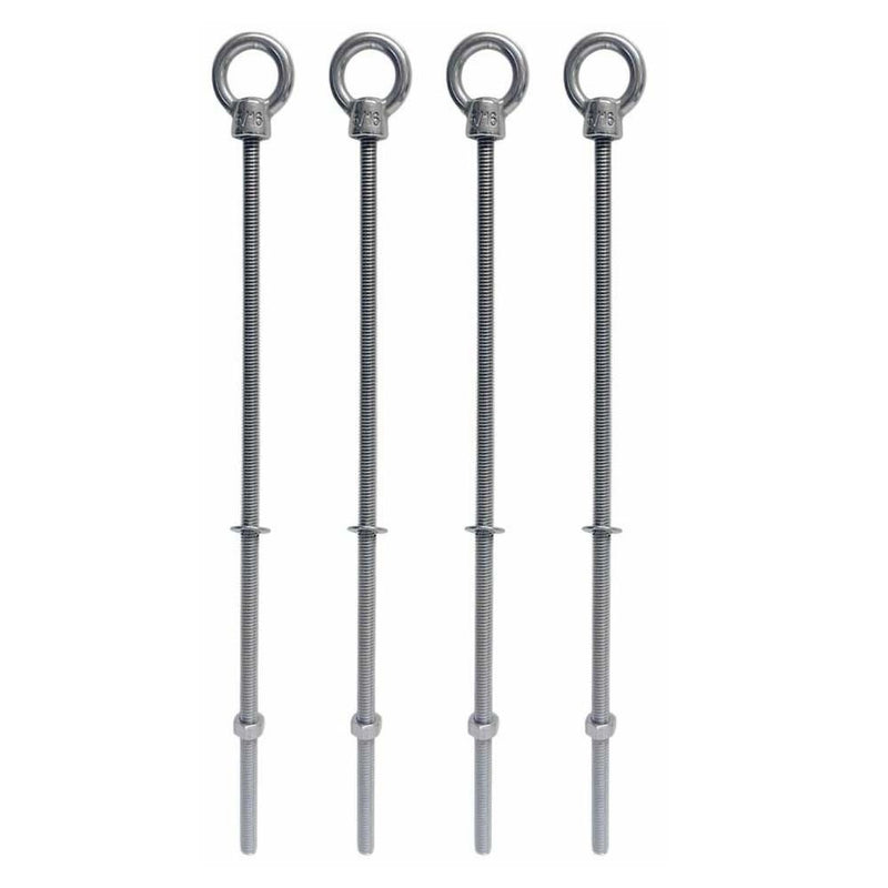 4 Pc Marine Boat T316 Stainless Steel 5/16" x 12" Shoulder Eye Bolt 800 Lbs WLL