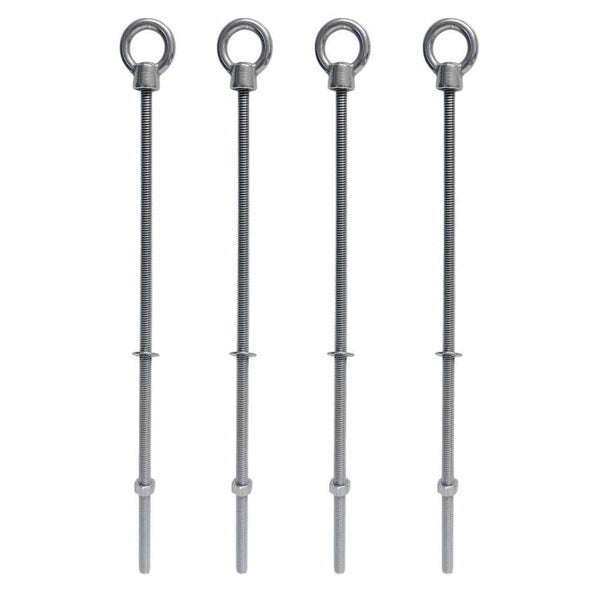 4 Pc Marine Boat T316 Stainless Steel 1/4" x 12" Shoulder Eye Bolt 400 Lbs WLL