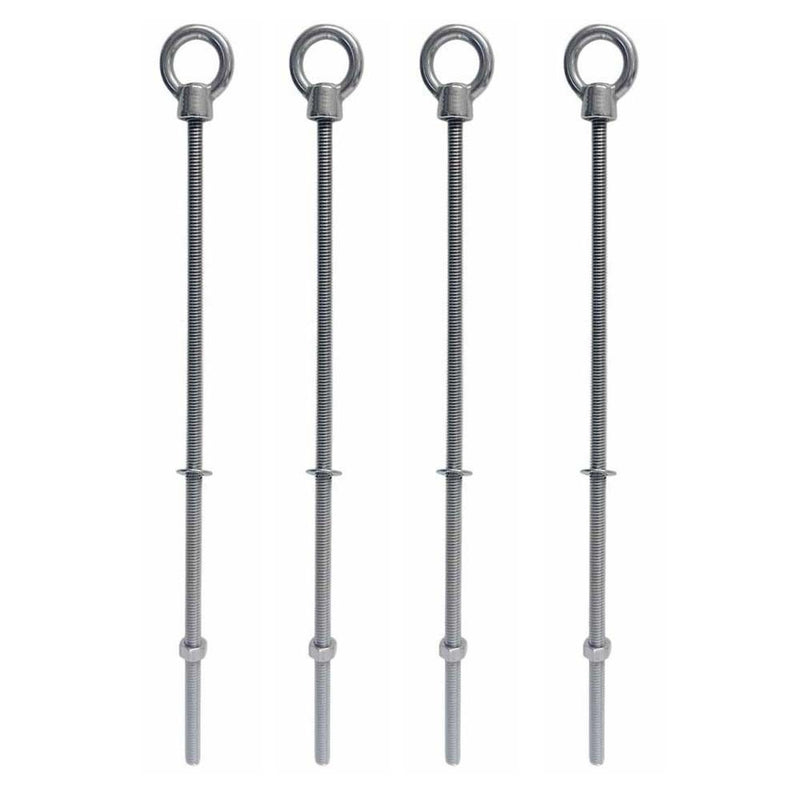 4 Pc Marine Boat T316 Stainless Steel 1/4" x 12" Shoulder Eye Bolt 400 Lbs WLL
