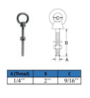 4 Pc Marine Boat T316 Stainless Steel 1/4" x 2" Shoulder Eye Bolt 400 Lbs WLL