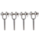 4 Pc Stainless Steel 3/8" Drop Forged Turnbuckle Jaw LEFT HAND Thread 1200Lb WLL