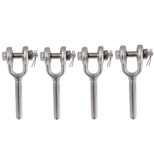 4 Pc Stainless Steel 3/8" Drop Forged Turnbuckle Jaw LEFT HAND Thread 1200Lb WLL