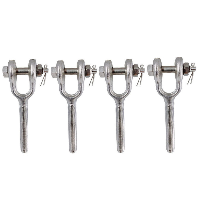 4 Pc Stainless Steel 3/8" Drop Forged Turnbuckle Jaw LEFT HAND Thread 1200Lb WLL