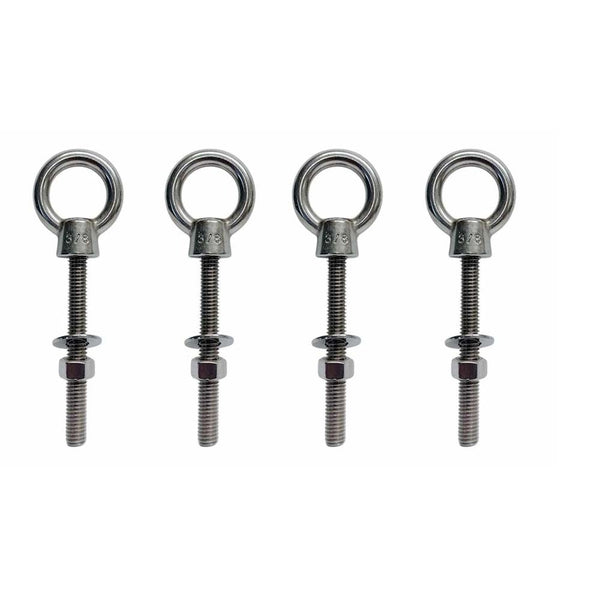4 Pc Marine T316 Stainless Steel 3/8" x 3-1/8" Shoulder Eye Bolt 1,000 Lbs WLL