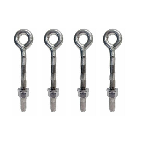 4 Pc Marine T316 Stainless Steel 1/2" x 6" Welded Plain Eye Bolt 1,800 Lbs WLL