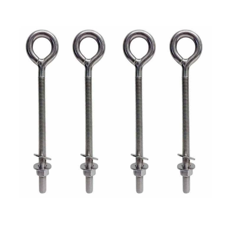 4 Pc Marine T316 Stainless Steel 3/8" x 6" Welded Plain Eye Bolt 1,000 Lbs WLL