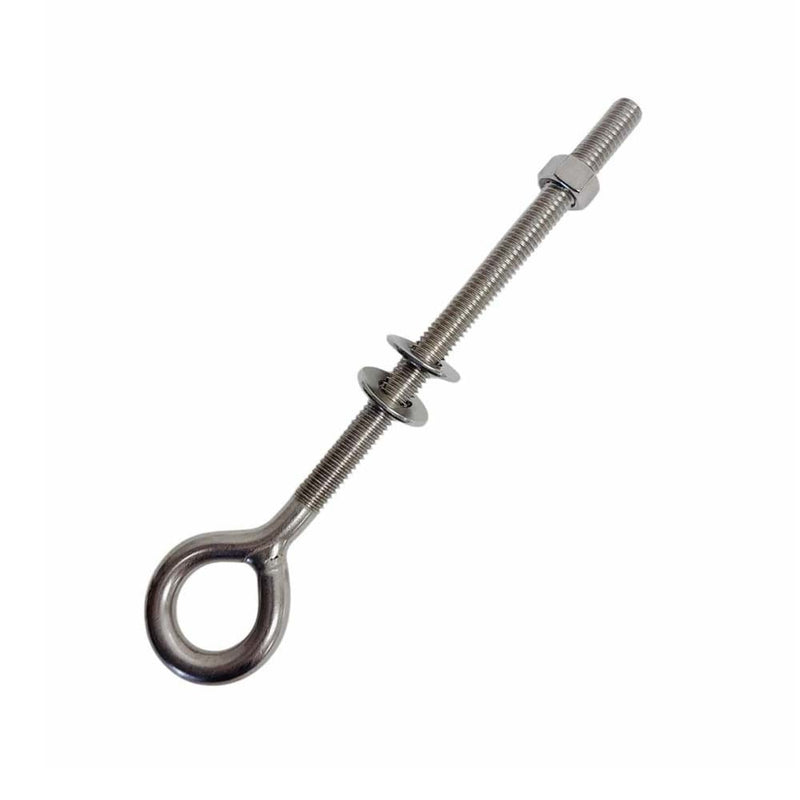 4 Pc Marine T316 Stainless Steel 3/8" x 6" Welded Plain Eye Bolt 1,000 Lbs WLL