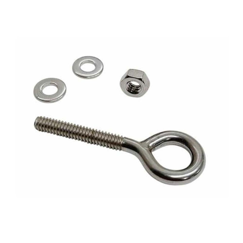 Marine Boat T316 Stainless Steel 1/4" x 1-9/16" Welded Plain Eye Bolt 400 Lb WLL