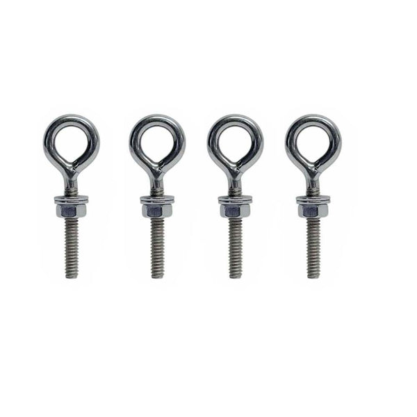 4 Pc Marine T316 Stainless Steel 1/4" x 1-9/16" Welded Plain Eye Bolt 400 Lb WLL