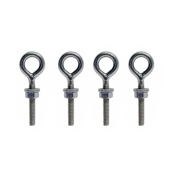 4 Pc Marine T316 Stainless Steel 1/4" x 1-9/16" Welded Plain Eye Bolt 400 Lb WLL