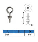 4 Pc Marine Boat T316 Stainless Steel 3/16"x1" Welded Plain Eye Bolt 150 Lbs WLL
