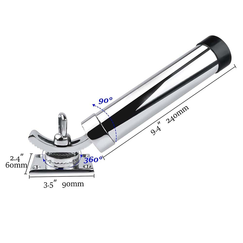 Marine T316 Stainless Steel 9" Adjustable Fish Rod Holder Deck Mount 360 Degrees