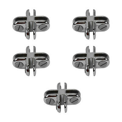 20 PCS CHROME 4 Way Glass Cube Connector Clip 3/16" Tempered Glass Shelf