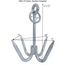 1KG Hot Dipped Galvanized 11-1/2"H 4-Flute Prong Claws Anchor Grapnel Grappling Hook With Ring Grapnel Fishing Yacht