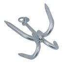 2KG Hot Dipped Galvanized 12-1/4"H 4-Flute Prong Claws Anchor Grapnel Grappling Hook With Ring Grapnel Fishing Yacht