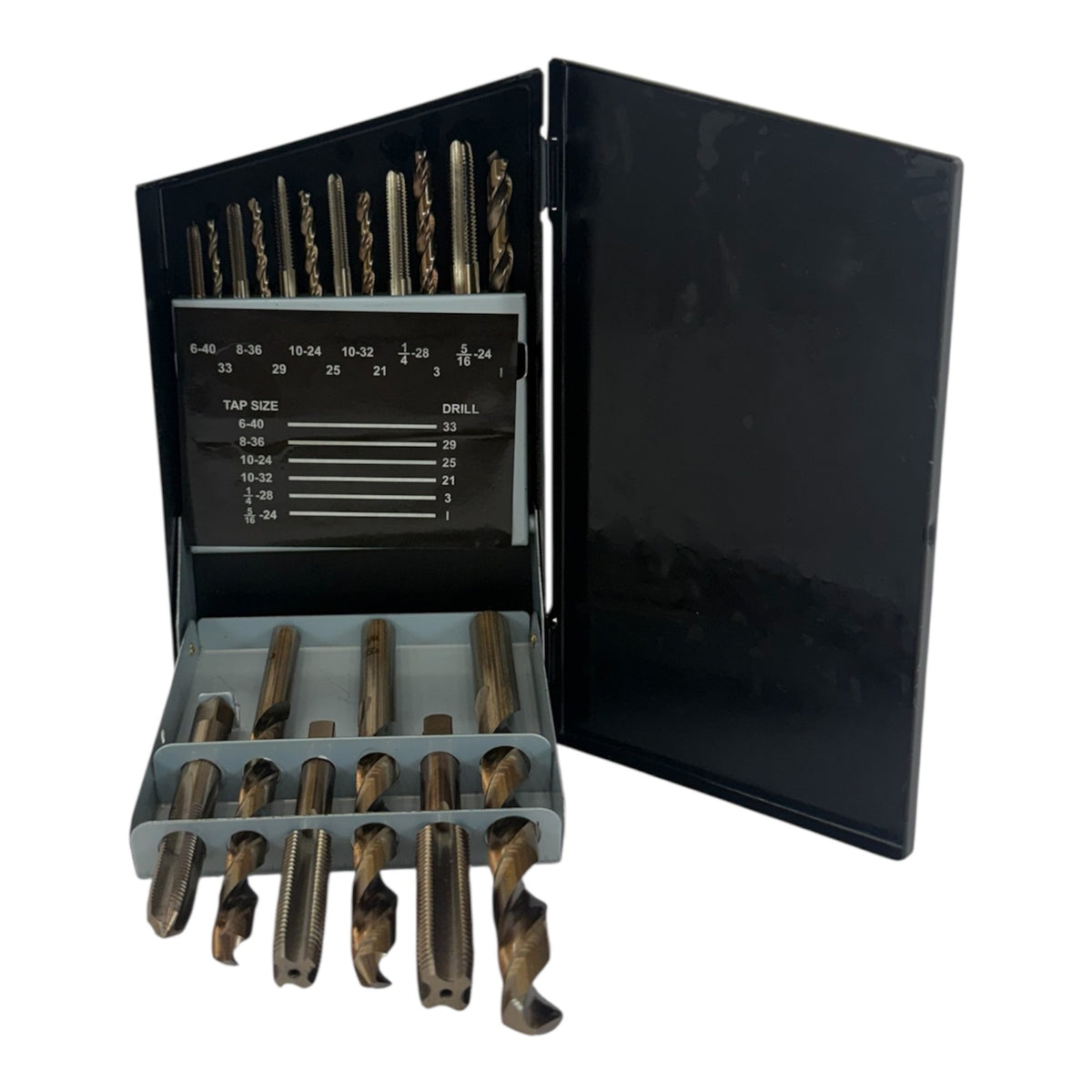 18 Pc Tap & Drill Bit Set – SAE Fine Thread #6 to 1/2", Combination Drill & Tap Kit for Metal, Automotive & Fabrication