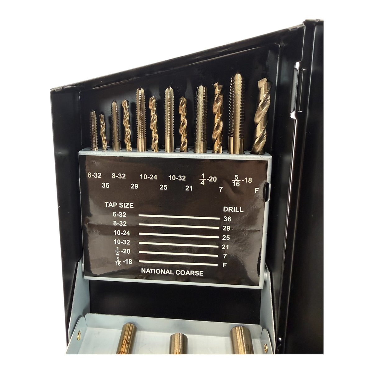 18 Pc SAE Tap & Drill Set – #6-32 to 1/2-13 UNC Coarse Thread Tap & Drill Bit Kit for Metal Threading & Repair