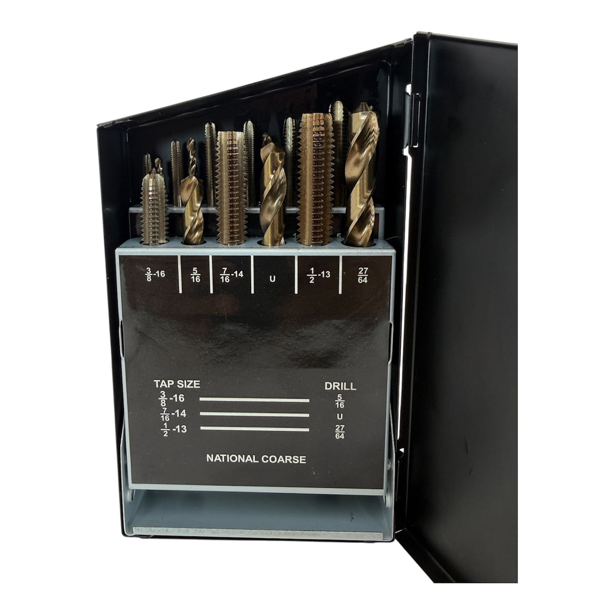 18 Pc SAE Tap & Drill Set – #6-32 to 1/2-13 UNC Coarse Thread Tap & Drill Bit Kit for Metal Threading & Repair