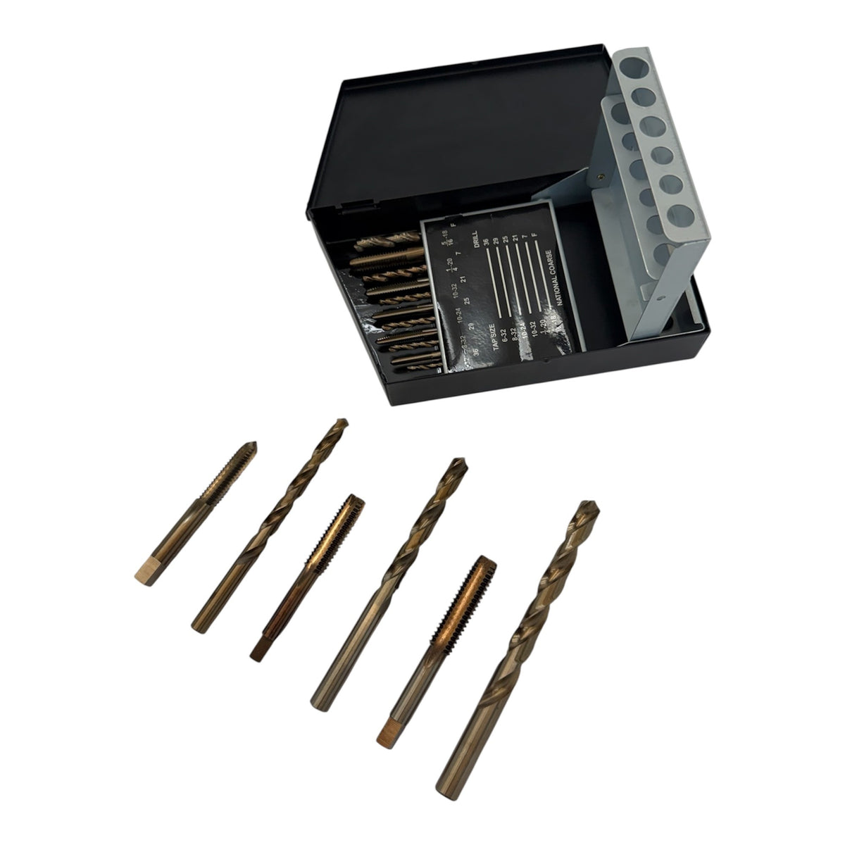 18 Pc SAE Tap & Drill Set – #6-32 to 1/2-13 UNC Coarse Thread Tap & Drill Bit Kit for Metal Threading & Repair