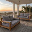 Style1 Complete Set Twin Size Wood Patio Sofa Daybed + Cushion Inserts + Covers